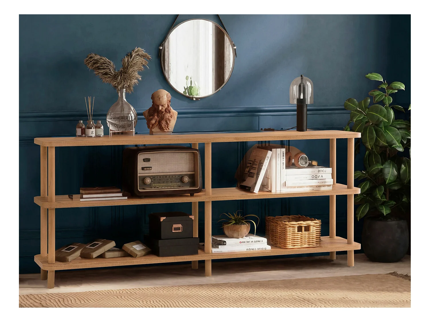 Estantería Kailua 1294, Abierta sin pared trasera, Madera, 75x180x35cm, Pino