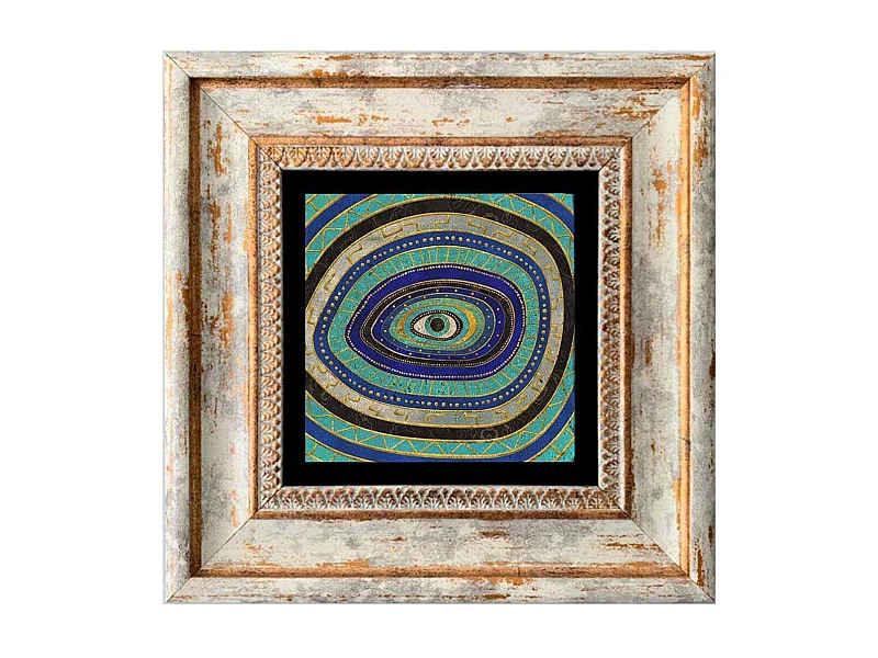 Tableau décoratif en bois et métal 20 x 20 cm Oeil