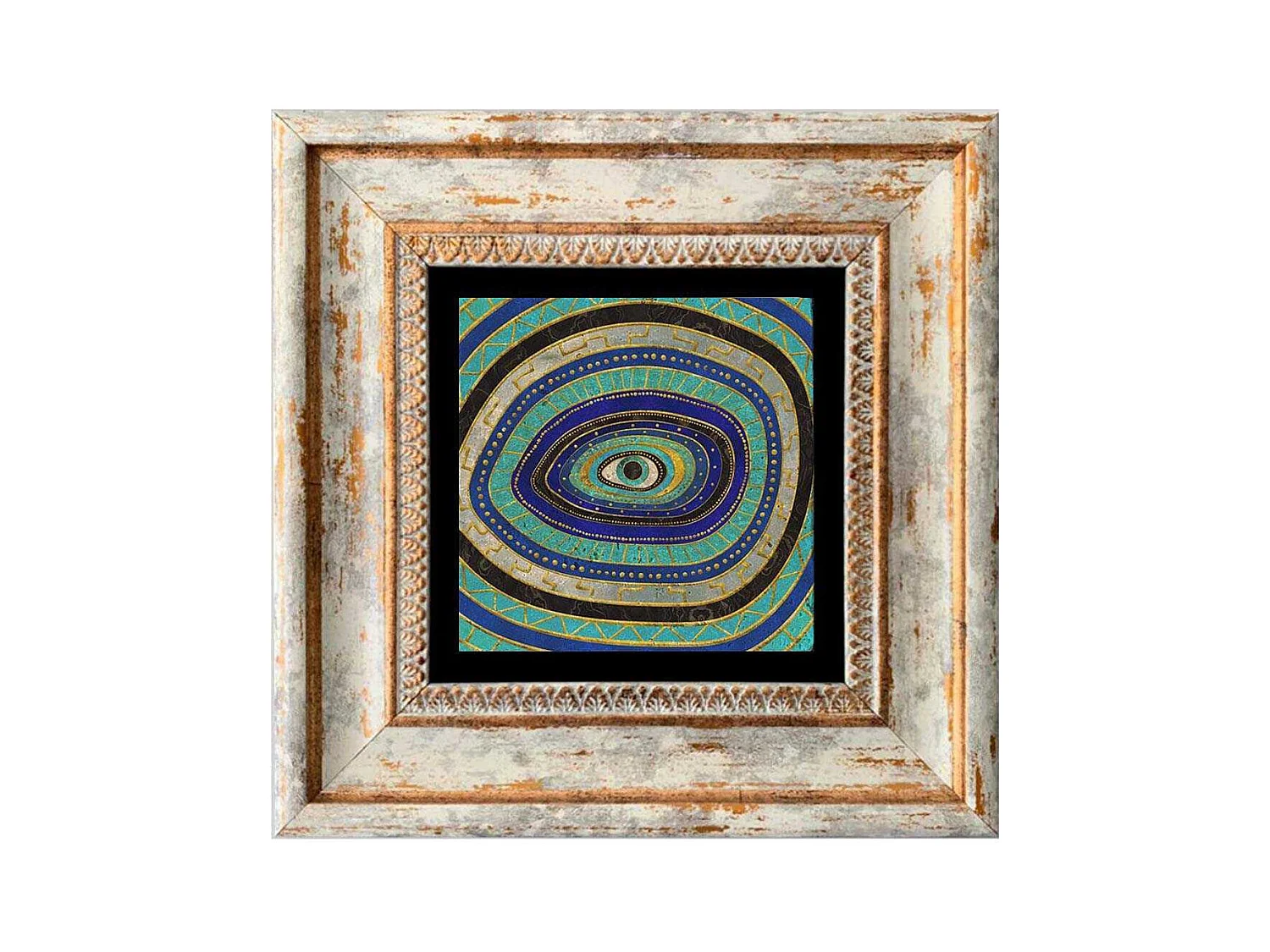 Tableau décoratif en bois et métal 20 x 20 cm Oeil