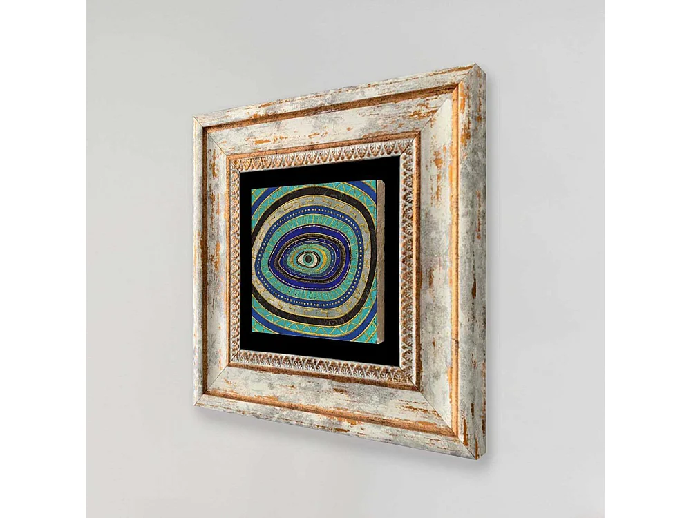 Tableau décoratif en bois et métal 20 x 20 cm Oeil