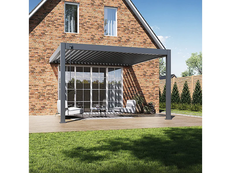 Pergola Bioclimatica Addossata Collezione VS 4x4M - V2 Antracite