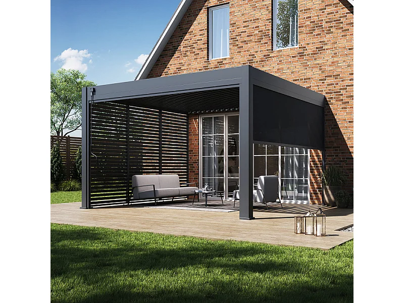 Pergola Bioclimatica Addossata Collezione VS 4x4M - V2 Antracite
