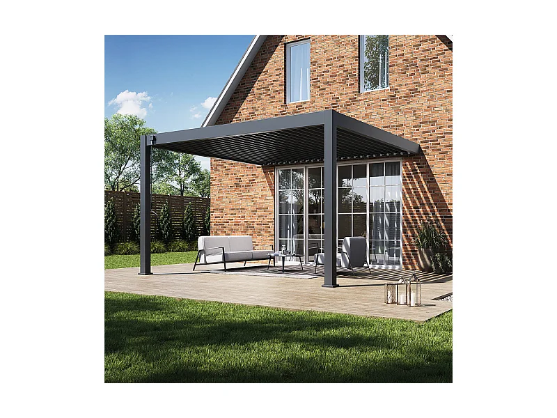 Pergola Bioclimatica Addossata Collezione VS 4x4M - V2 Antracite
