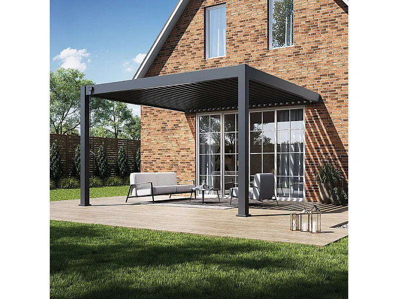 Pergola Bioclimatica Addossata Collezione VS 4x4M - V2 Antracite