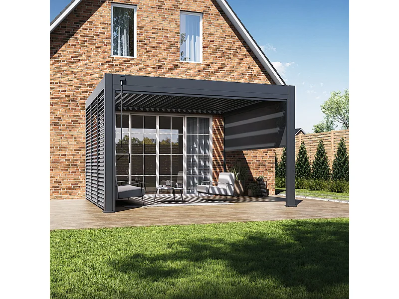 Pergola Bioclimatica Addossata Collezione VS 4x4M - V2 Antracite