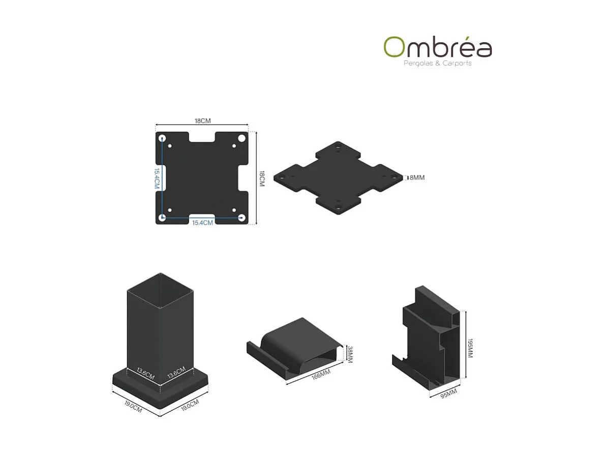 Pergola bioclimatica adossata collezione VS 4x8M - V2 - Antracite/Bianco