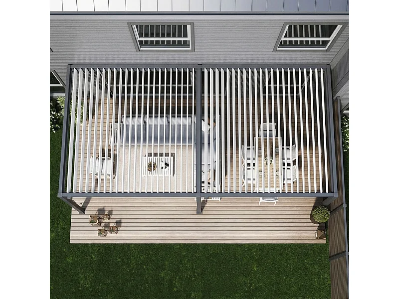 Pergola bioclimatica adossata collezione VS 4x8M - V2 - Antracite/Bianco
