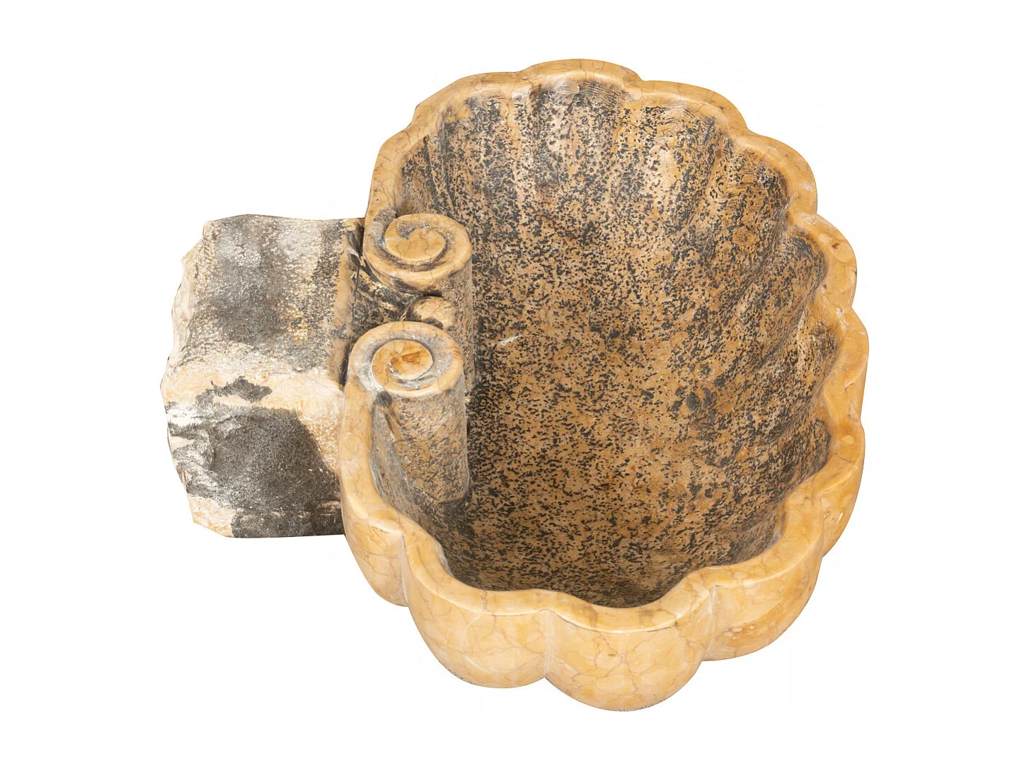 BISCOTTINI Statue Bénitier - Finition marbre jaune Vérone antique - Décoratif - À exposer - Jardin - Design - Salon - Mobilier - Église - 56x48x16 cm