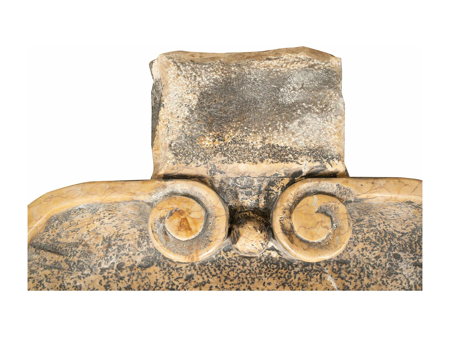 BISCOTTINI Statue Bénitier - Finition marbre jaune Vérone antique - Décoratif - À exposer - Jardin - Design - Salon - Mobilier - Église - 56x48x16 cm