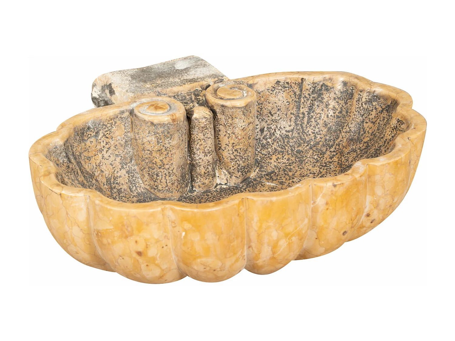 BISCOTTINI Statue Bénitier - Finition marbre jaune Vérone antique - Décoratif - À exposer - Jardin - Design - Salon - Mobilier - Église - 56x48x16 cm