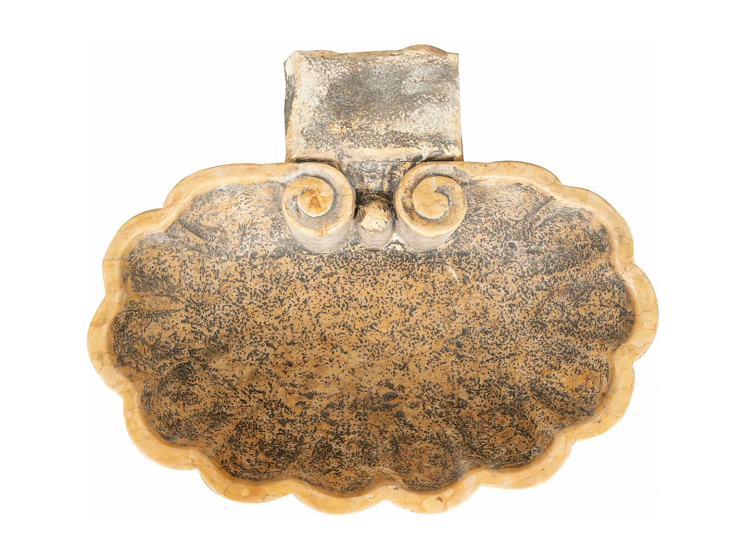 BISCOTTINI Statue Bénitier - Finition marbre jaune Vérone antique - Décoratif - À exposer - Jardin - Design - Salon - Mobilier - Église - 56x48x16 cm