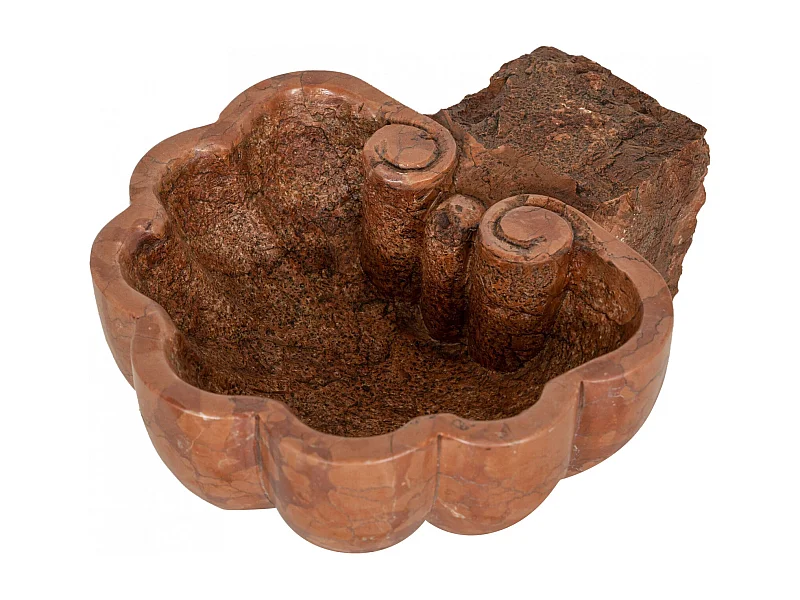 BISCOTTINI Statue bénitier - Finition marbre rouge de Vérone vieilli - Décoratif - À exposer - Jardin - Design - Salon - Mobilier - Église - 26x30x13 cm