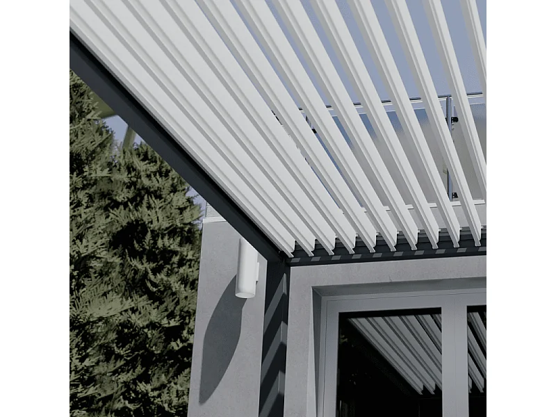 Pergola bioclimatica motorizzata Ombréa ELMO autoportante 4x4M - Antracite/bianco