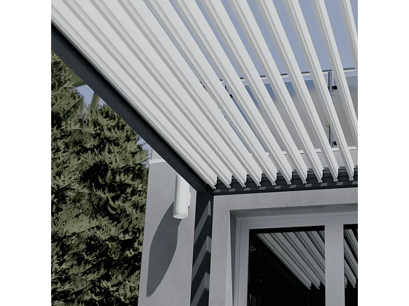 Pergola bioclimatica motorizzata Ombréa ELMO autoportante 4x4M - Antracite/bianco