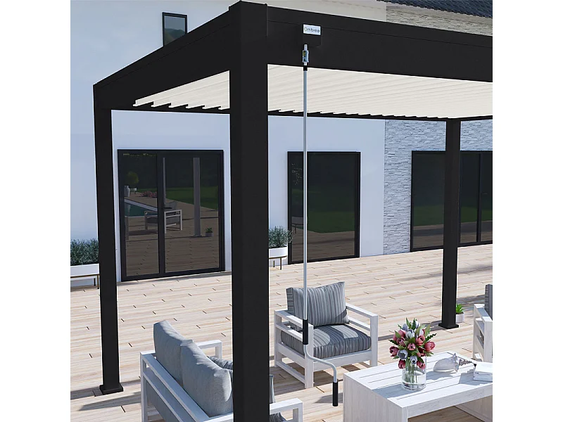 Pergola bioclimatica Ombréa® VS autoportante 3x4M - Nero - Lamelle bianche
