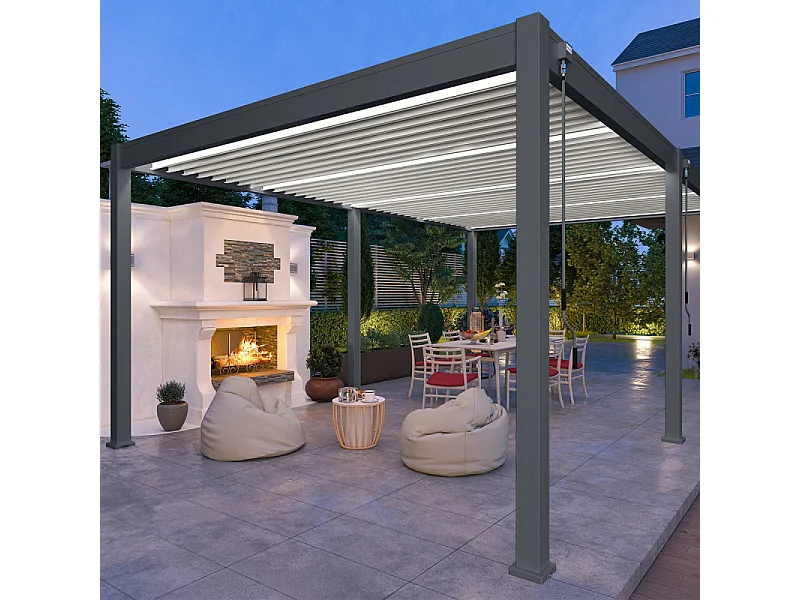 Pergola bioclimatica Ombréa VS autoportante 4x6M - Antracite/bianco