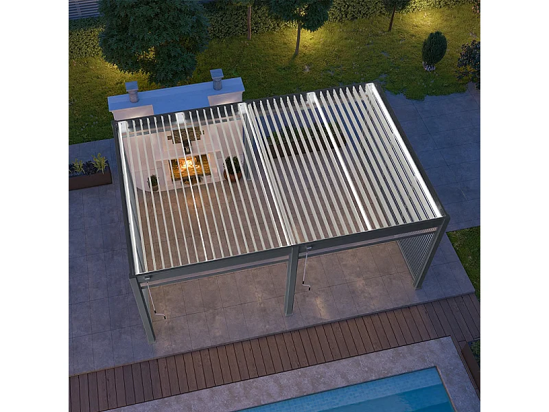 Pergola bioclimatica Ombréa VS autoportante 4x6M - Antracite/bianco