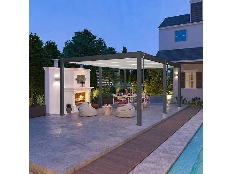 Pergola bioclimatica Ombréa VS autoportante 4x6M - Antracite/bianco