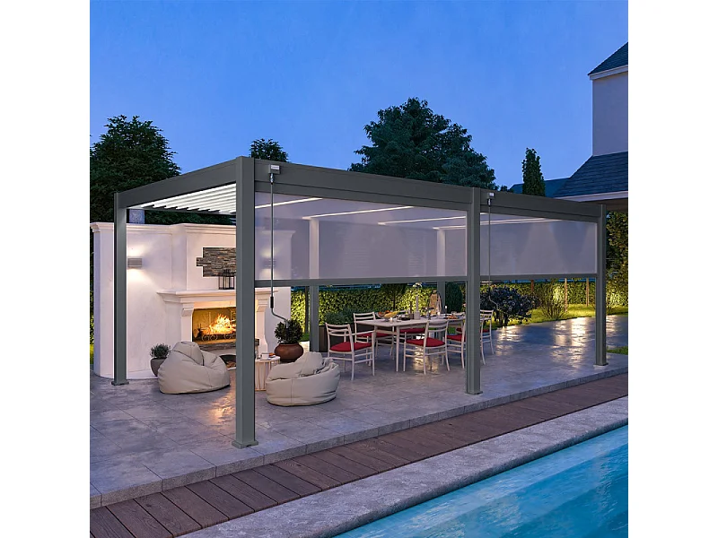 Pergola bioclimatica Ombréa VS autoportante 4x6M - Antracite/bianco