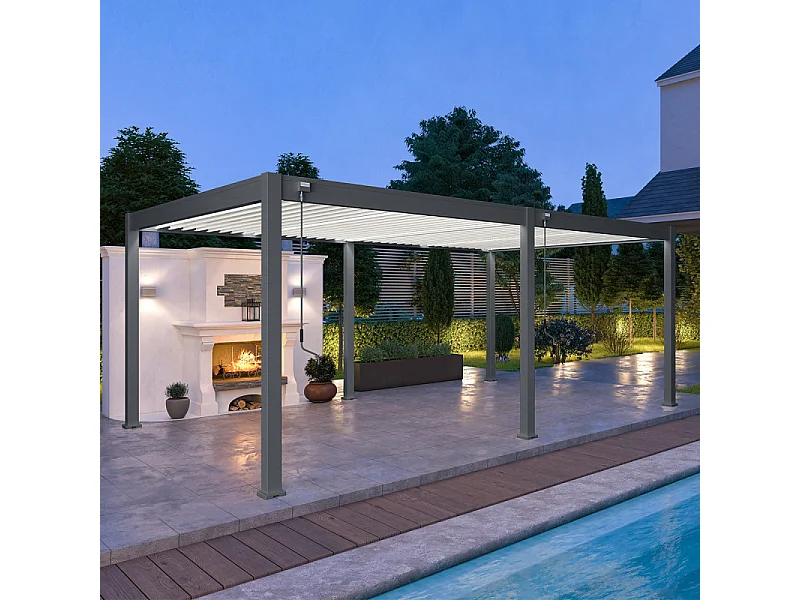 Pergola bioclimatica Ombréa VS autoportante 4x6M - Antracite/bianco