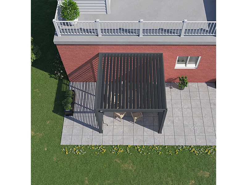 Pergola bioclimatica Ombréa addossata VS 3x3M Antracite + 1 tenda