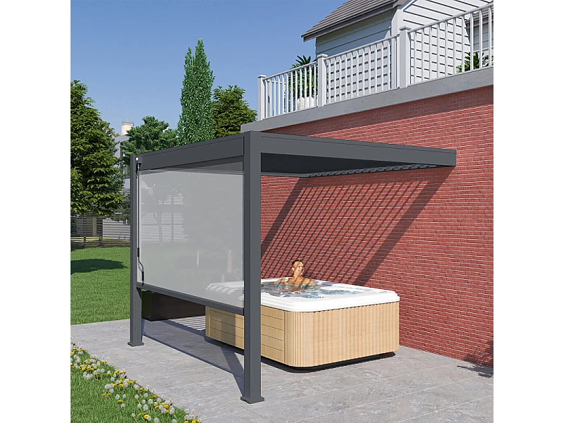 Pergola bioclimatica Ombréa addossata VS 3x3M Antracite + 1 tenda