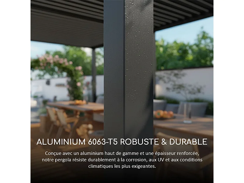 Pergola bioclimatica Ombréa addossata VS 3x3M Antracite + 1 tenda
