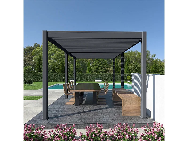 Pergola bioclimatica Ombréa VS autoportante 3x6M - Antracite