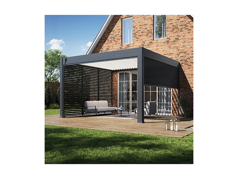 Pergola Bioclimatica Addossata Collezione VS 4x4M - Antracite/Bianco - V2