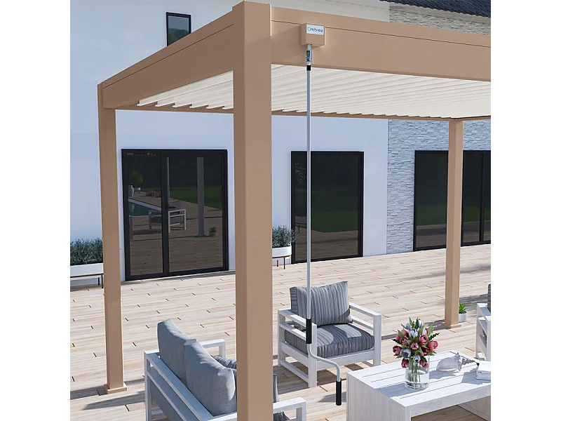 Pergola bioclimatica Ombréa® VS autoportante 3x4M - Beige - Lamelle bianche