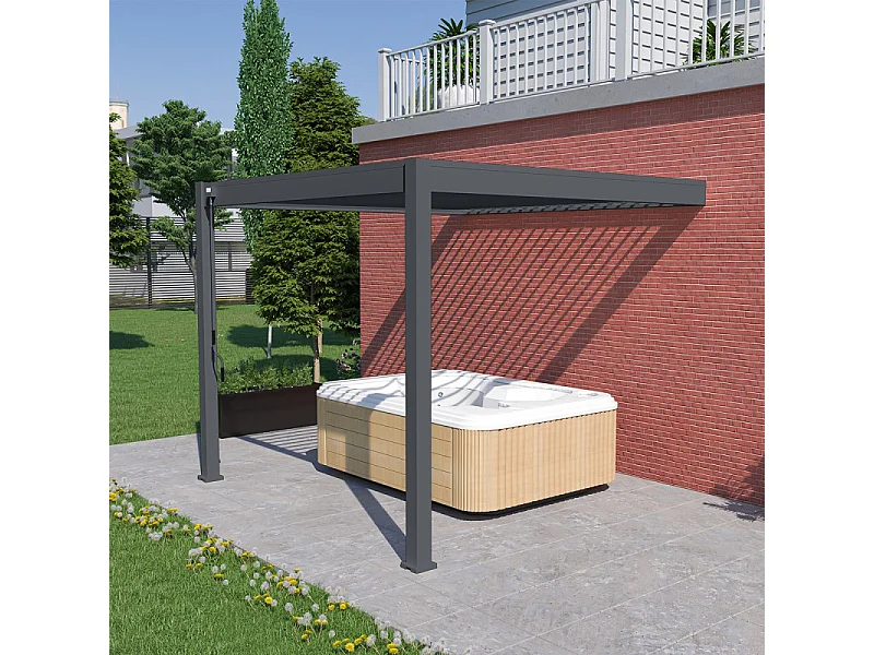 Pergola bioclimatica Ombréa VS adossata 3x3M - Antracite