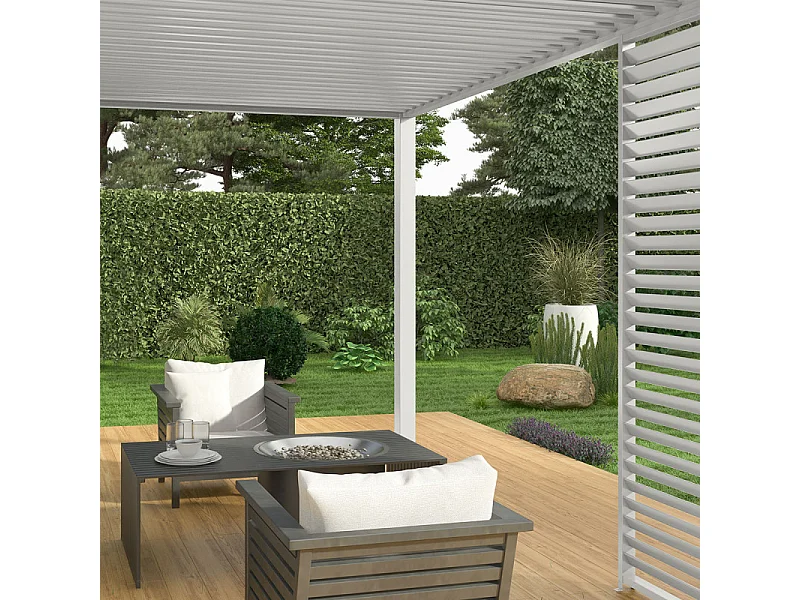 Pergola bioclimatica Ombréa ® VS 3x4M addossata - Bianco - V2