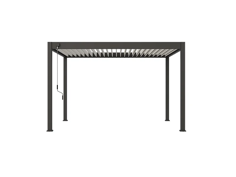 Pergola bioclimatica Ombréa autoportante VS - 3x4M bicolore + 1 tenda 4M bianca
