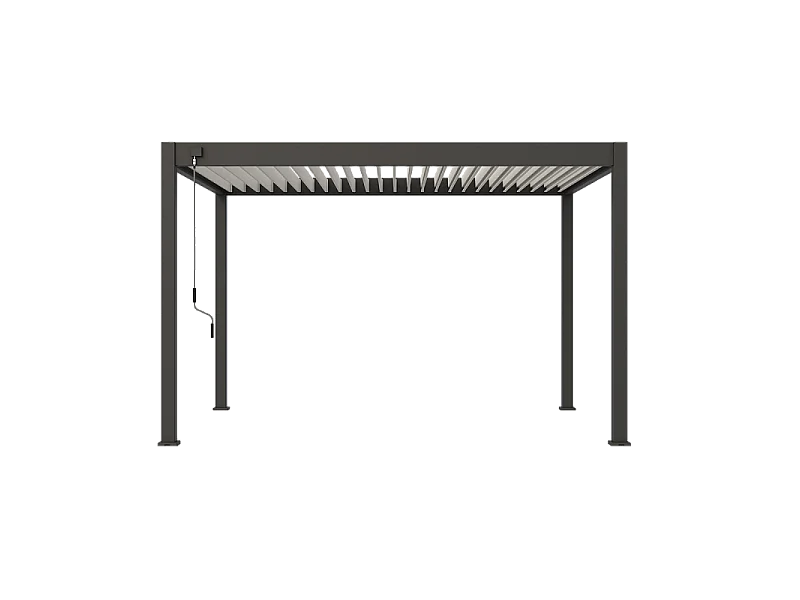 Pergola bioclimatica Ombréa autoportante VS - 3x4M bicolore + 1 tenda 4M bianca