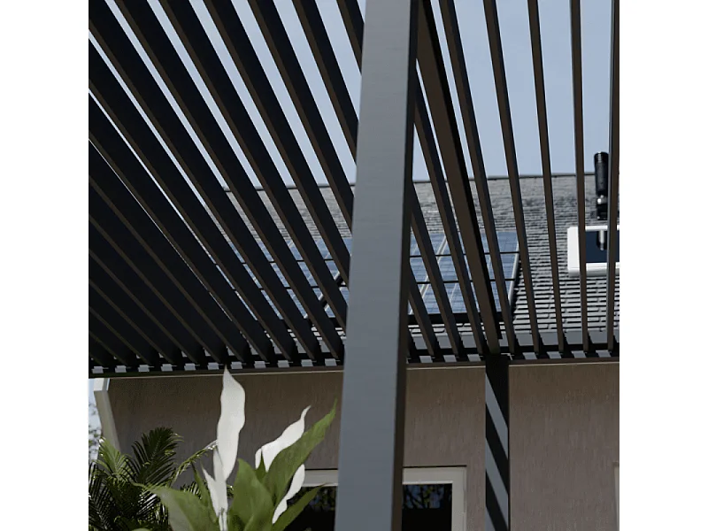 Pergola bioclimatica motorizzata Ombréa ELMO autoportante 4x6M - Antracite