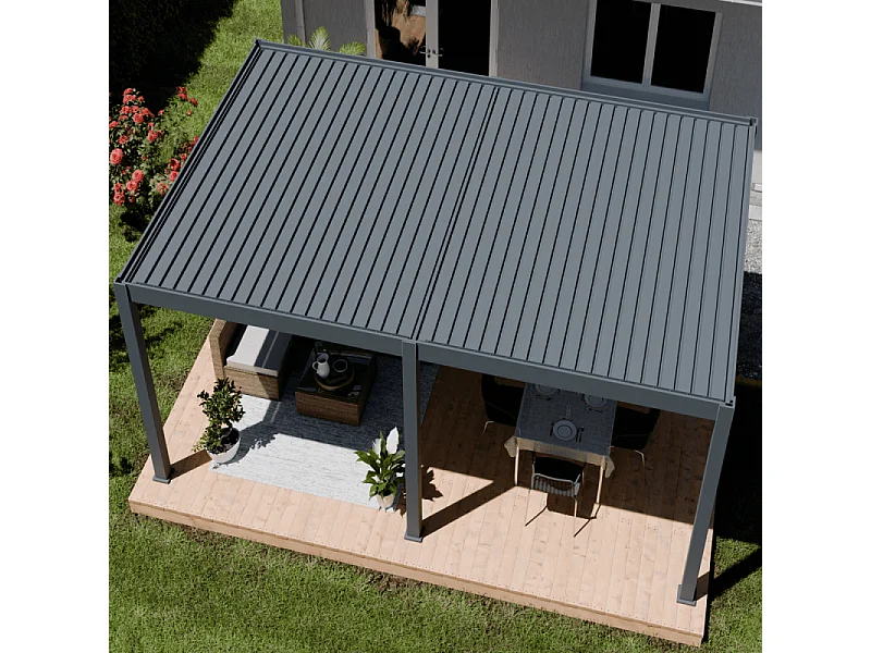 Pergola bioclimatica motorizzata Ombréa ELMO autoportante 4x6M - Antracite