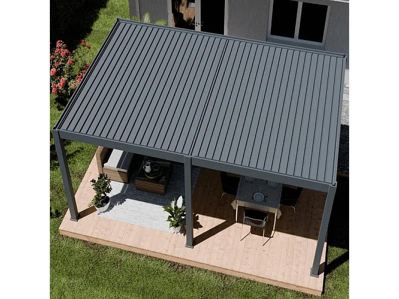 Pergola bioclimatica motorizzata Ombréa ELMO autoportante 4x6M - Antracite