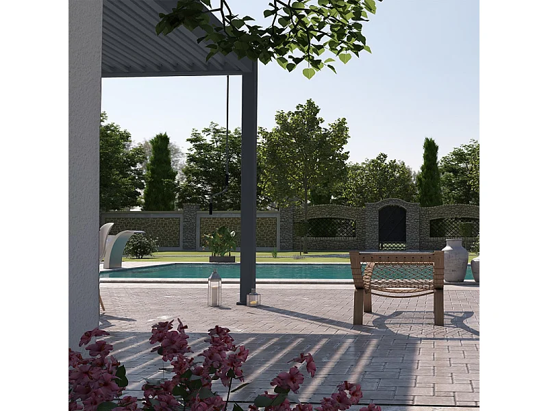 Pergola Bioclimatica Ombréa VS 3x6M adossata - Antracite - V2