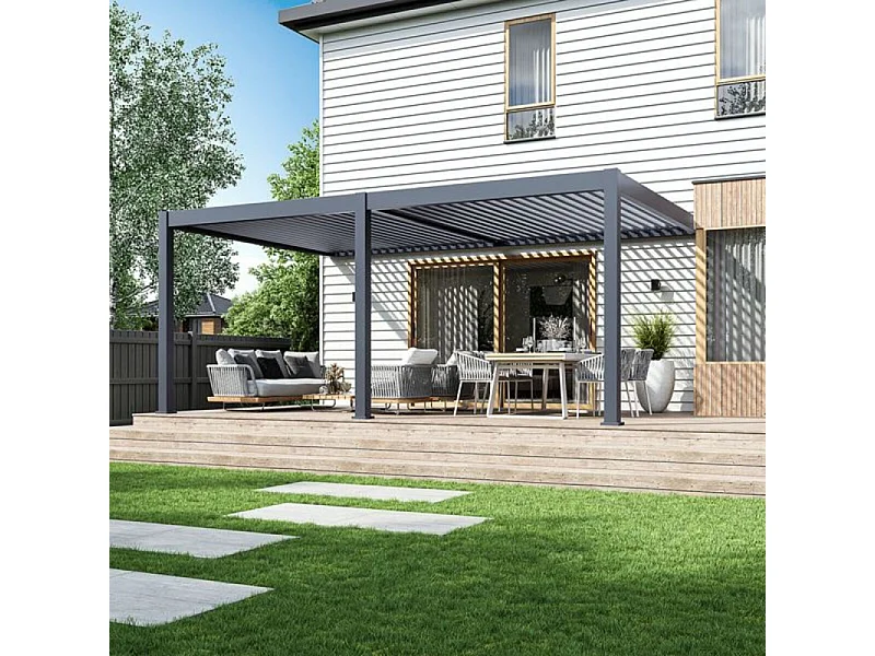 Pergola Bioclimatica Ombréa VS 3x6M adossata - Antracite - V2