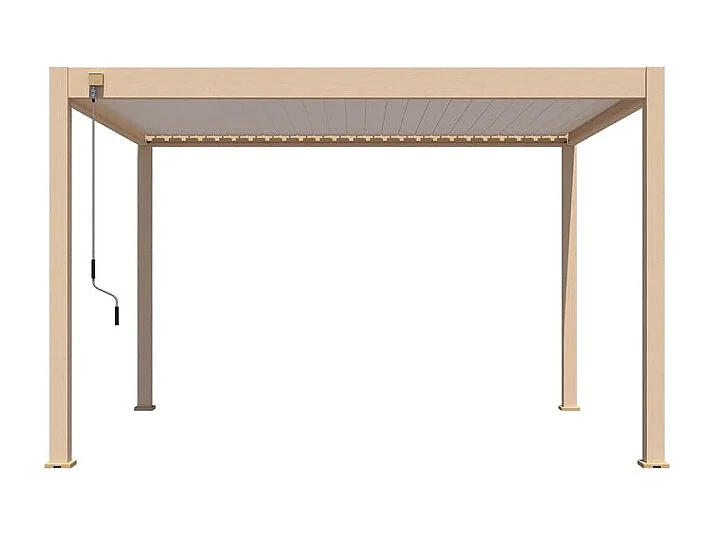 Pergola bioclimatica Ombréa 3x4M autoportante Woodlook/Antracite + 1 pannello frangivista 1M Antracite VS