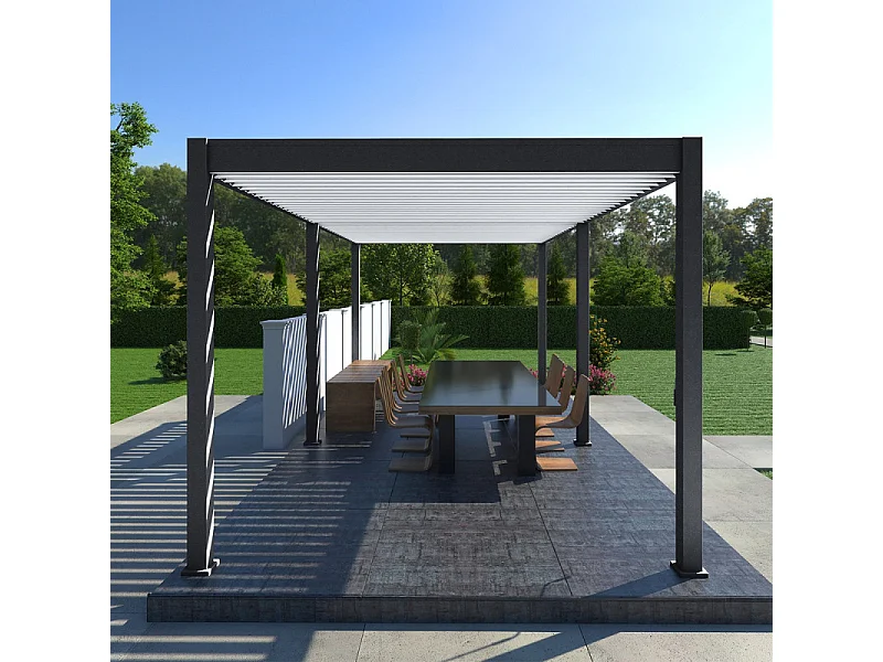 Pergola bioclimatica Ombréa VS autoportante 3x6M - Antracite/bianco