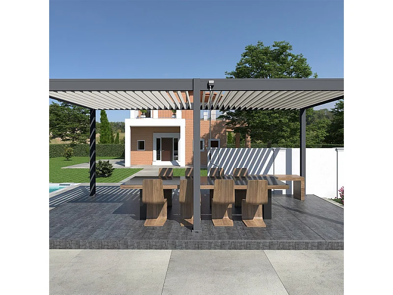 Pergola bioclimatica Ombréa VS autoportante 3x6M - Antracite/bianco