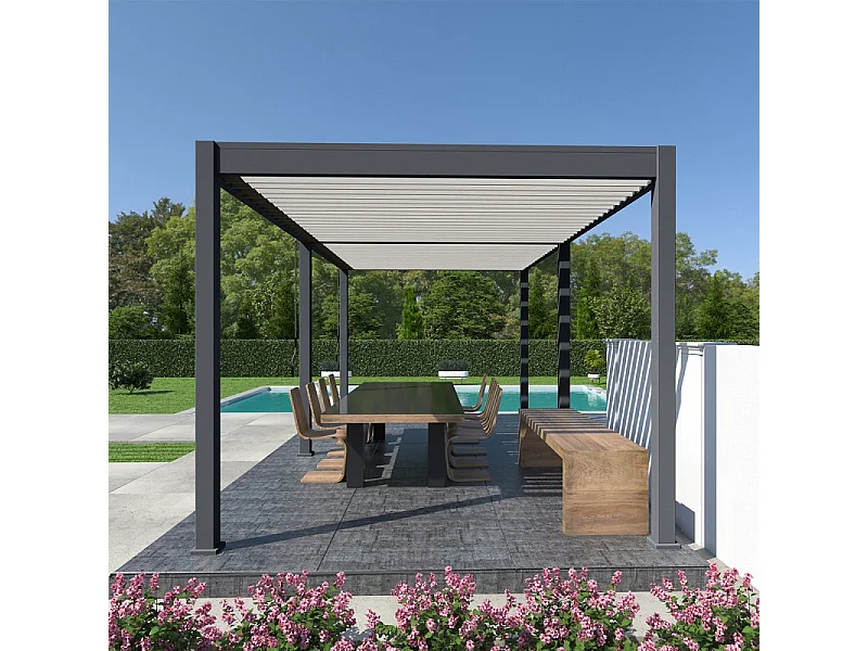 Pergola bioclimatica Ombréa VS autoportante 3x6M - Antracite/bianco