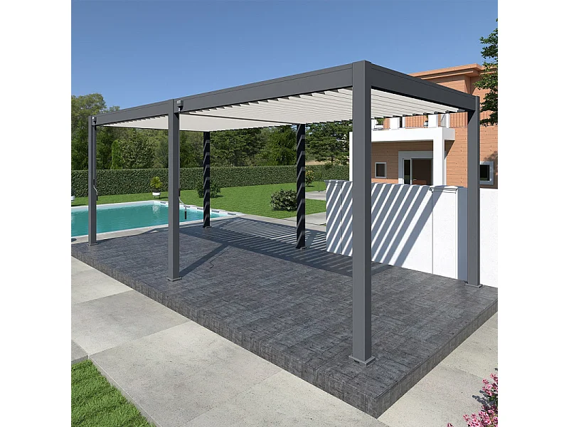 Pergola bioclimatica Ombréa VS autoportante 3x6M - Antracite/bianco