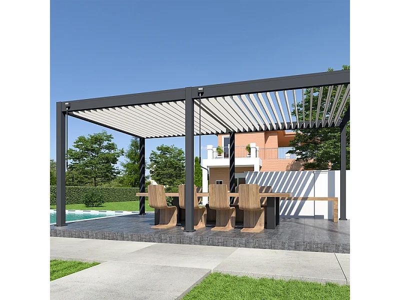 Pergola bioclimatica Ombréa VS autoportante 3x6M - Antracite/bianco