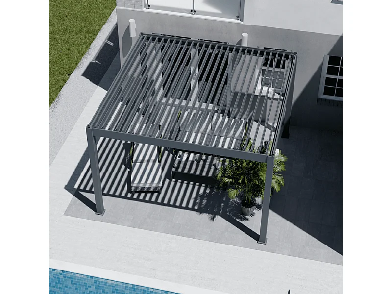 Pergola bioclimatica motorizzata Ombréa ELMO autoportante 4x4M - Antracite