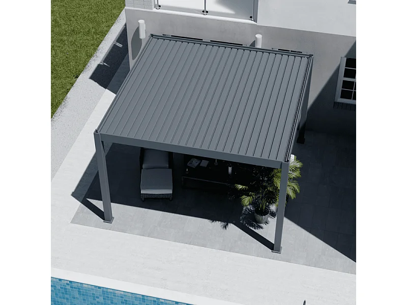 Pergola bioclimatica motorizzata Ombréa ELMO autoportante 4x4M - Antracite