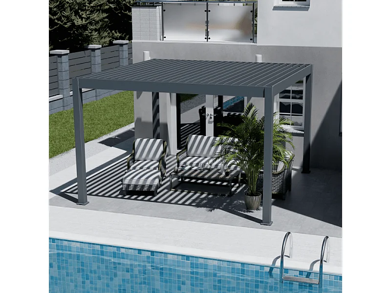 Pergola bioclimatica motorizzata Ombréa ELMO autoportante 4x4M - Antracite