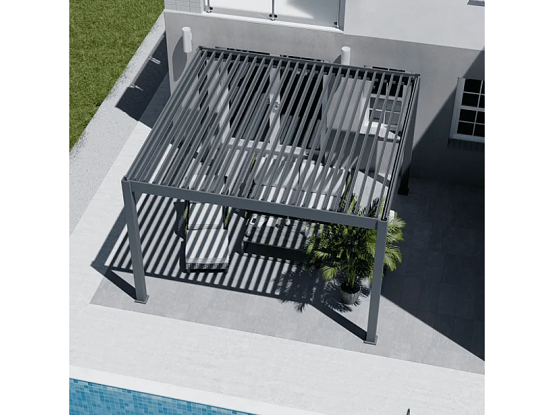 Pergola bioclimatica motorizzata Ombréa ELMO autoportante 4x4M - Antracite