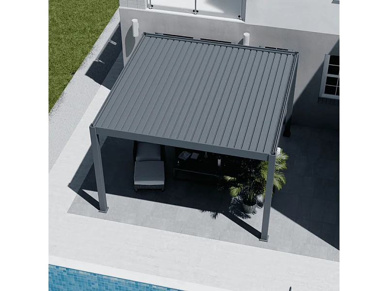 Pergola bioclimatica motorizzata Ombréa ELMO autoportante 4x4M - Antracite